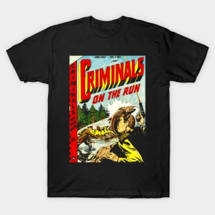 Vintage Comic Book Criminals On The Run T-Shirt